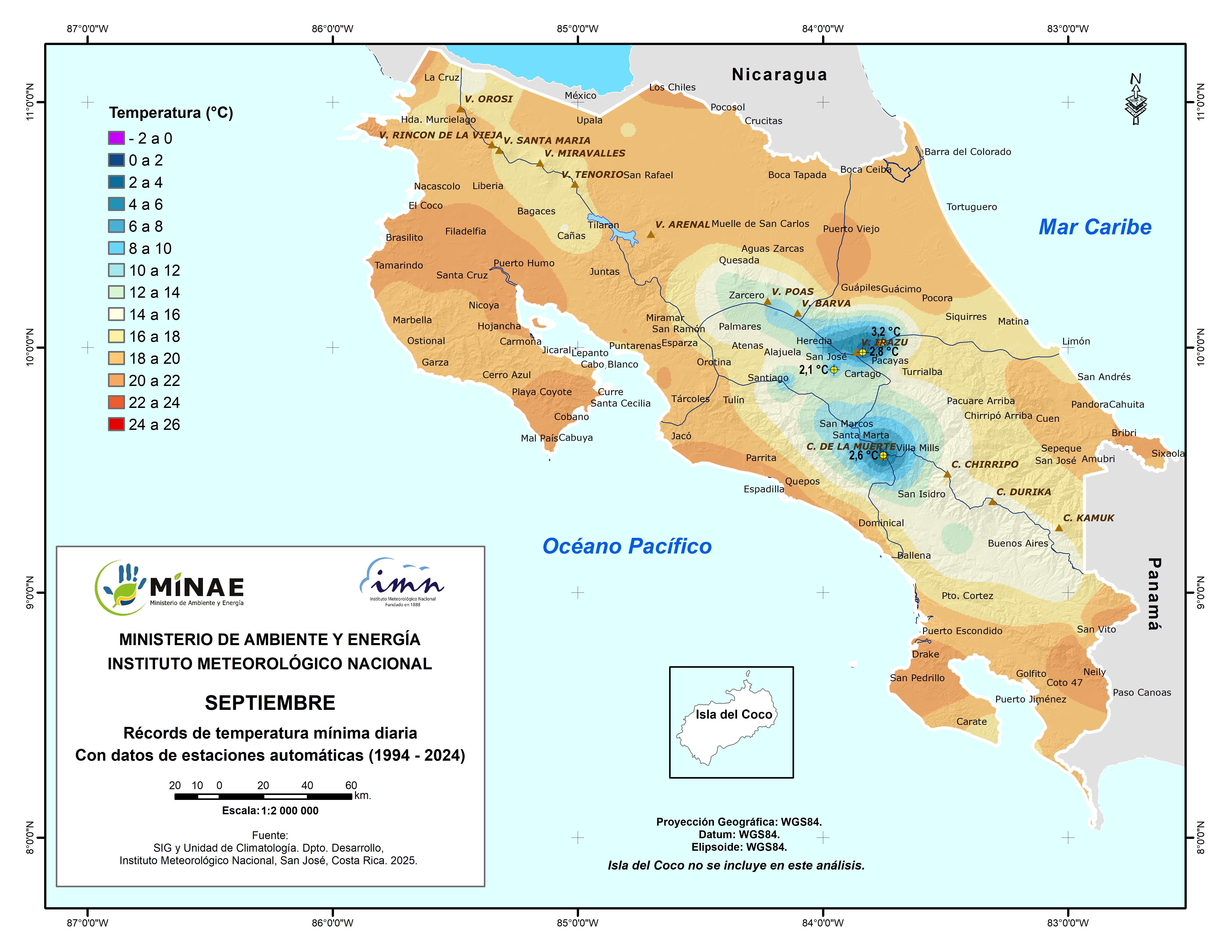 Mapa Temperatura Mínima Septiembre